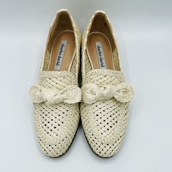 Charles David Shoes Womens 6 M Off White Finite Bow Comfort Flats Heels Loafers - Picture 5 of 11